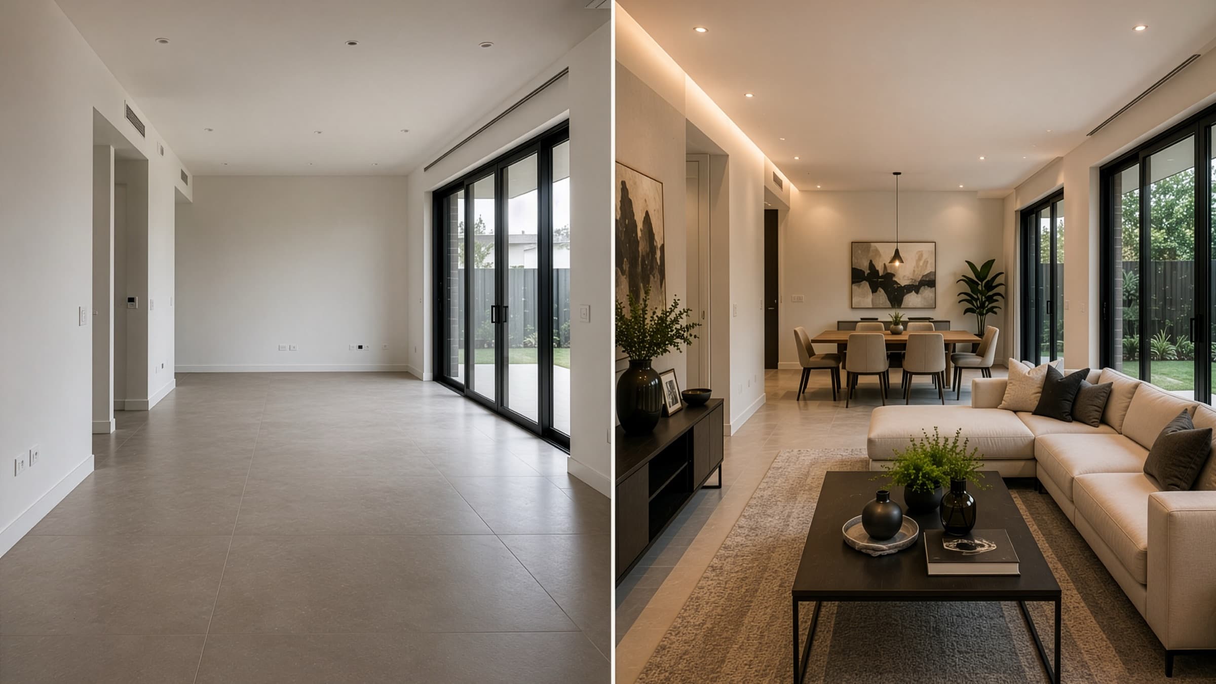 Una casa antes y después de amoblarla