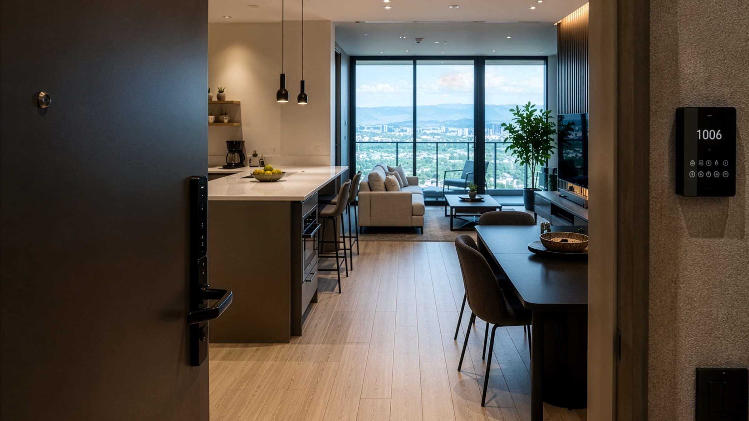 Furnished apartment overlooking La Sabana, ready for a corporate stay